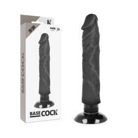 BASECOCK Realistischer Vibrator 2-in-1 Schwarz 20 cm - 4 cm Durchmesser