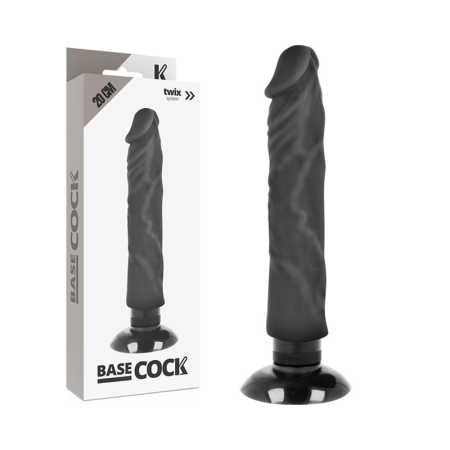 BASECOCK Realistischer Vibrator 2-in-1 Schwarz 20 cm - 4 cm Durchmesser