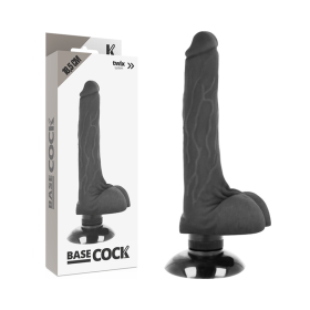 BASECOCK Realistischer Vibrator 2-in-1 Schwarz 18,5 cm - Ø 4 cm