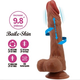 BAILE Calisto Realistischer Dildo 25 cm Naturfarben mit Vibrations- und Rotationsfunktion