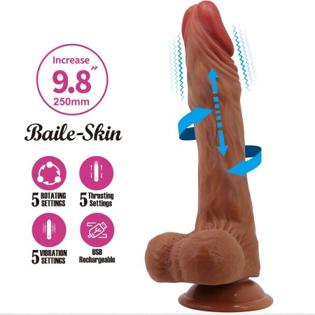 BAILE Calisto Realistischer Dildo 25 cm Naturfarben mit Vibrations- und Rotationsfunktion