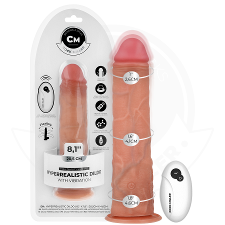 COCK MILLER - Hyperrealistischer Dildo mit Fernbedienung und Saugnapf, 20,5 cm