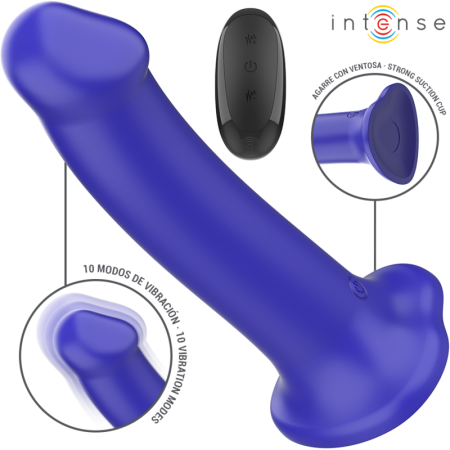INTENSE - VICTORIA Vibrator mit Saugnapf, 10 Vibrationsmodi, Fernbedienung, Dunkelblau