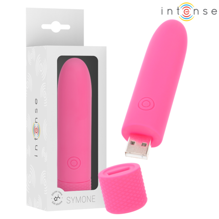 INTENSE SYMONE USB Wiederaufladbare Vibrationskugel mit 8 Vibrationsmodi, Rosa, 10 x 2,2 cm