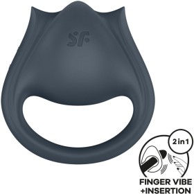 SATISFYER PERFECT PAIR 2 - Multivibrator 2-in-1 Penisring und Fingerstimulator Grau