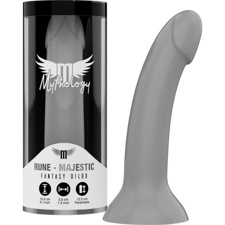 MYTHOLOGY - Rune Majestic Dildo S, Silikon, 15,5 cm, ohne Vibration, silber