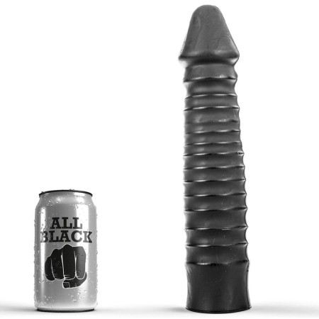 ALL BLACK Dildo 26 cm - Groß und realistisch mit Rillenstruktur