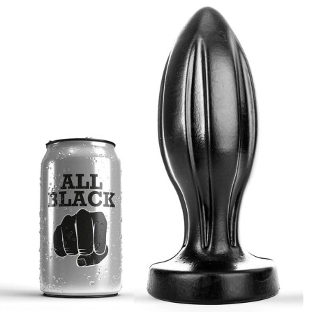 ALL BLACK - Analplug 21 cm mit glatter Form und Rillen