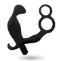 ADDICTED TOYS - Analplug mit Doppel-Penisring und Hodenring, schwarz