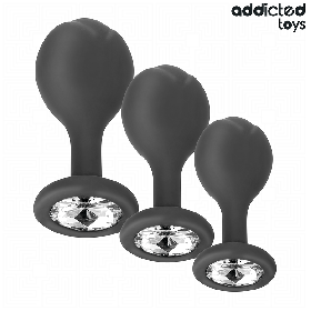ADDICTED TOYS - Set aus 3 analen Silikonplugs mit Schmucksteinen