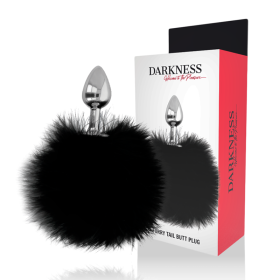 DARKNESS Extra Buttplug mit Fellschwanz 7 cm - Schwarz
