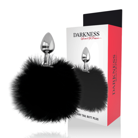 DARKNESS Extra Buttplug mit Fellschwanz 7 cm - Schwarz