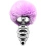 ALIVE - Anal Pleasure Metall Spiral Plug mit Fluffy Violett Pompon Größe L