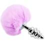 ALIVE - Anal Pleasure Metall Spiral Plug mit Fluffy Violett Pompon Größe L