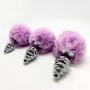 ALIVE - Anal Pleasure Metall Spiral Plug mit Fluffy Violett Pompon Größe L