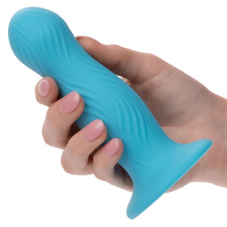 CalExotics Wave Rider Swell Anal Plug Blau - Konturierte Silikonsonde mit Saugbasis