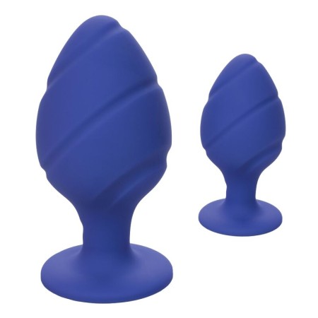 CALEXOTICS Cheeky Buttplug Set Lila - Silikon Analplug mit Saugnapf