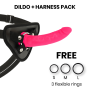 DELTA CLUB - Harness + Dildo aus medizinischem Silikon, 17 cm x 3 cm, Rosa