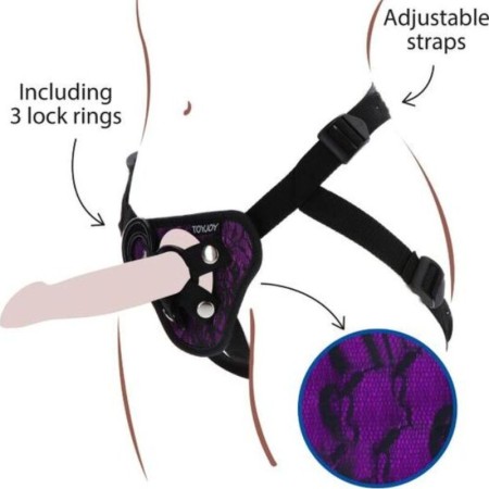 GET REAL Strap-On Spitzen-Harness in Lila – Verstellbar und Komfortabel