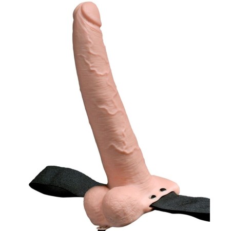 Fetish Fantasy Series - Verstellbares realistisches Penis-Harness mit Kugeln, Vibrator und USB-Aufladung, 23 cm