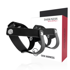 DARKNESS - Leder-Ring für Penis und Hoden mit verstellbarem Riemen