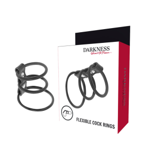 DARKNESS - Flexibles Set mit 3 Penisringen für längere Erektionen