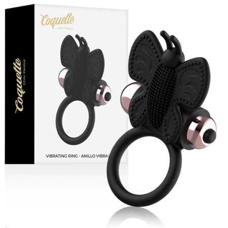 Coquette Chic Desire - Vibrationsring Schmetterling Schwarz/Gold