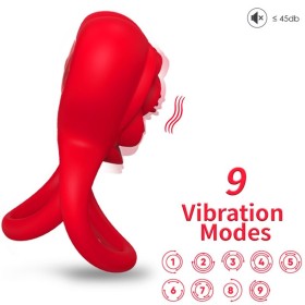 ARMONY Vibrationsring Herz Rot - Wiederaufladbarer Silikon Doppelt-Ring