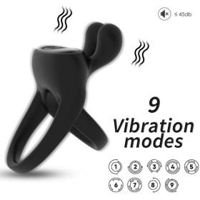 ARMONY - Vibrationsring Rabbit Schwarz, wasserdicht, 9 Vibrationsmodi