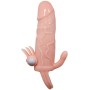 BAILE Brave Man Penisabdeckung mit Klitoris- und Analvibrator 16,5 cm Naturfarben