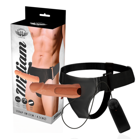 HARNESS ATTRACTION - Hohl-Willian Strap-On mit Vibrator 17 cm - Ø 4,5 cm