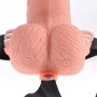 FETISH FANTASY SERIES - Verstellbares Harness mit Fernbedienung, realistischer Penis, wiederaufladbare Hoden und Vibrator 15 cm