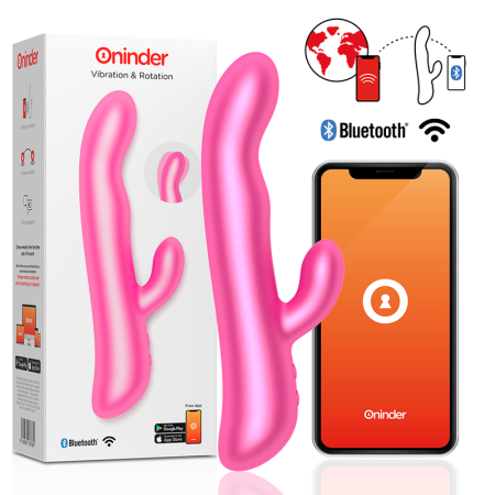 ONINDER OSLO Rabbit Vibrator mit Vibration und Rotation, Rosa, mit kostenloser App