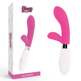 GLOSSY - JACKSON RABBIT ROSA Silikon-Massagestab mit 10 Vibrationsmodi