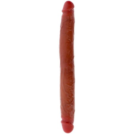 GET REAL - Doppelter Silikon-Dildo Caramel 35 cm mit beweglicher Vorhaut