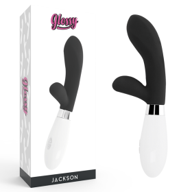 GLOSSY - Jackson Rabbit Schwarz Silikon-Massagegerät mit 10 Vibrationsmodi