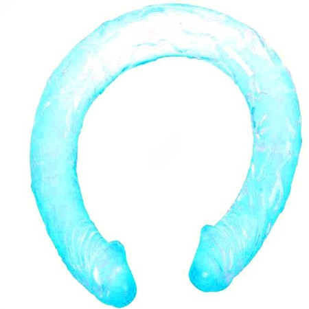 BAILE Double Dong Blau 44,5 cm – Flexibler Doppelpenis aus Gelatine