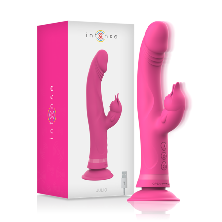 INTENSE - JULIO Rabbit Vibrator aus rosa Silikon mit doppelter Stimulation