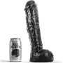 ALL BLACK - Dildo 29 cm mit dickem Schaft und realistischen Adern