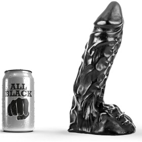 ALL BLACK - Dildo 23 cm mit realistischen Venen und Testikeln