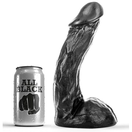 ALL BLACK - Dildo 23 cm Mittelgroß Flexibel aus PVC