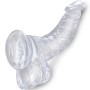 KING COCK - Transparenter, realistischer, gebogener Penis mit Hoden 16,5 cm