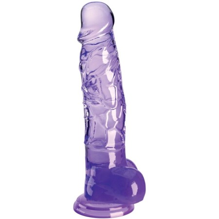 KING COCK - Klarer realistischer Penis mit Hoden 16,5 cm Lila