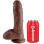 KING COCK - 20,3 cm realistischer brauner Dildo mit Hoden