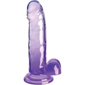 KING COCK - Klarer realistischer Penis mit Hoden 15,2 cm lila