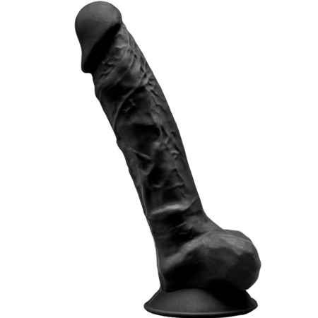 SILEXD Modell 1 Realistischer Premium Silikon-Dildo Silexpan Schwarz 20 cm