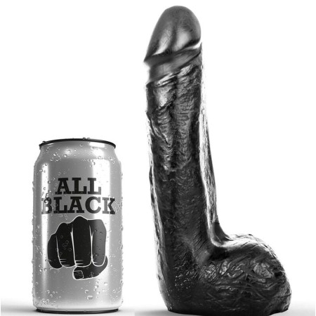 ALL BLACK - Weicher realistischer schwarzer Dildo 20 cm