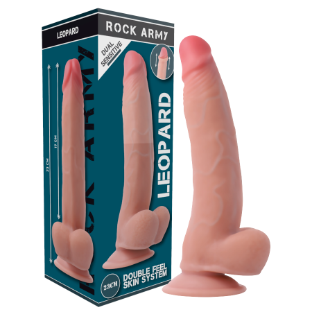 ROCKARMY Leopard Dildo Realistisch Dual Density 23 cm mit Saugbasis