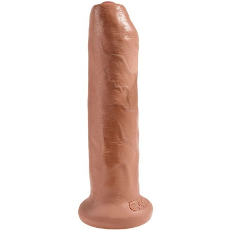KING COCK Unbeschnittener realistischer Penis mit beweglicher Vorhaut 17,8 cm Karamell