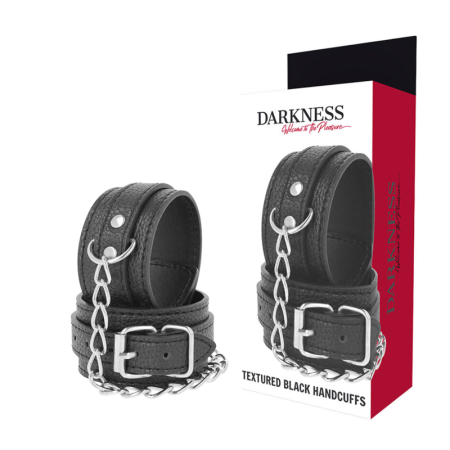 DARKNESS Bondage Leder-Espen in Schwarz mit Textur – Verstellbare Handfesseln
